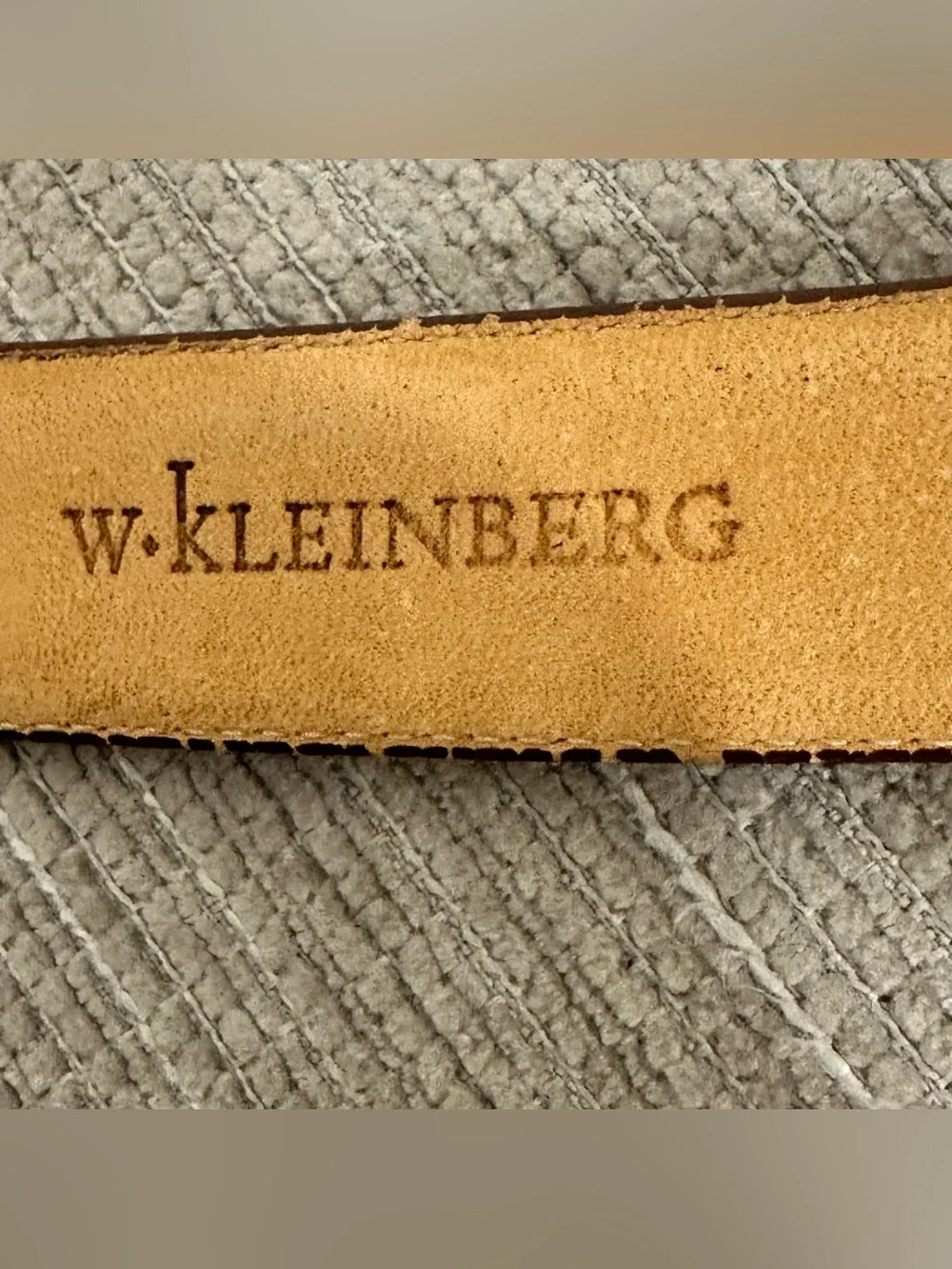 W. Kleinberg Men's‎ Brown Glazed Calfskin Leather Dress Belt Silver Buckle 40